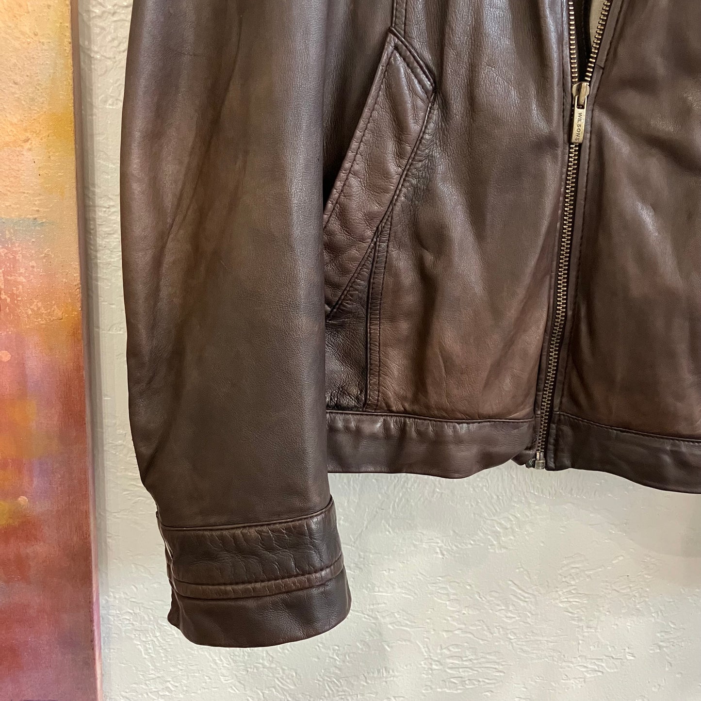 Wilsons Leather Brown Leather Jacket Mens Large
