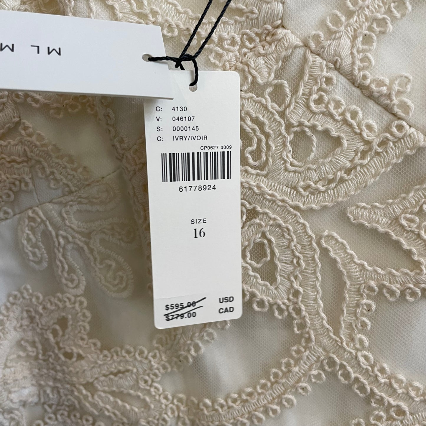 Anthropologie Monique Lhuillier Embroidered Lace Dres NWT | 16/XL