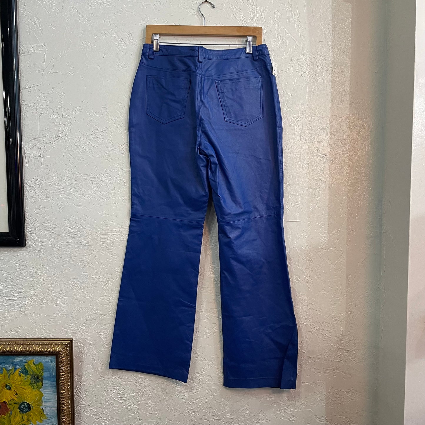 Blue Leather Low Cut Bootcut Pants 2000’s | Size 12