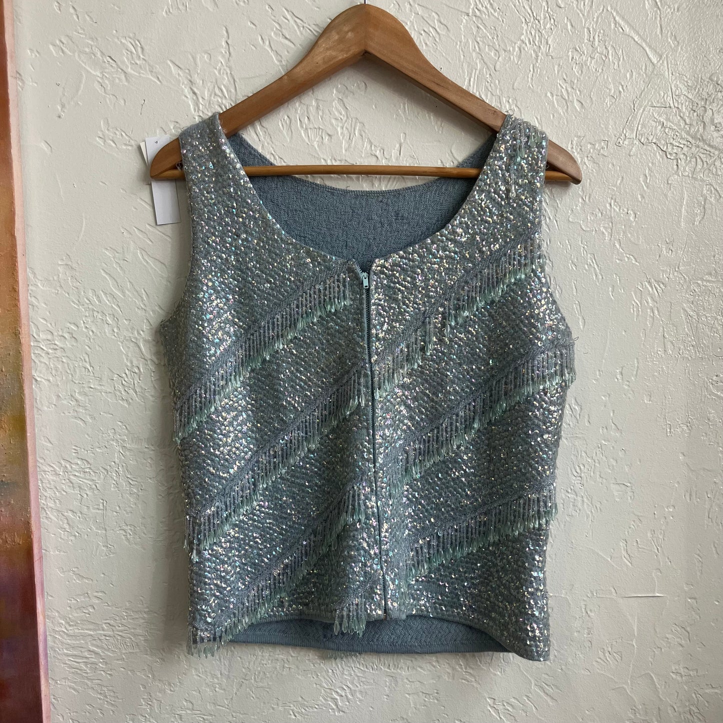 Teal 1980s Beaded Top | Medium