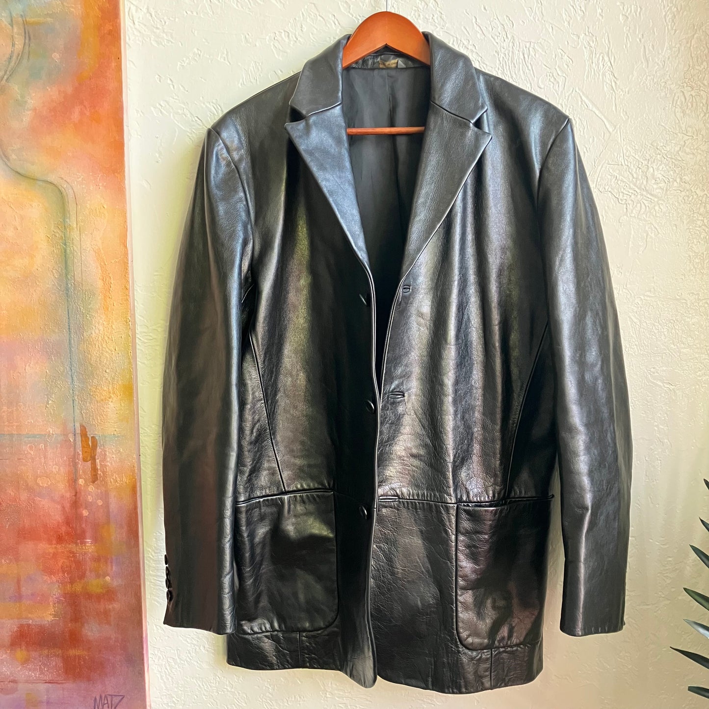 Banana Republic Black Leather Blazer Medium