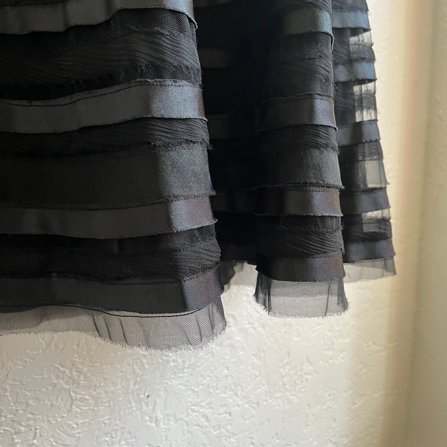 Satin Black & Lace Striped Dress | Medium 6