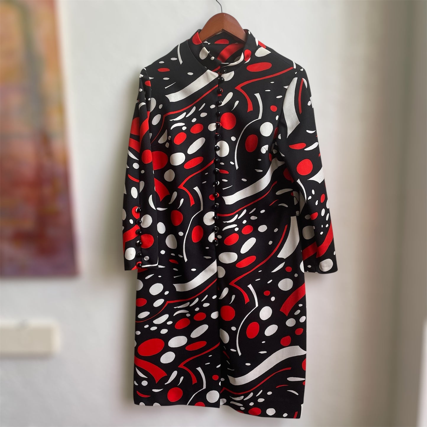 Red & Black Vintage 70’s Midi Multi Design Dress | XL