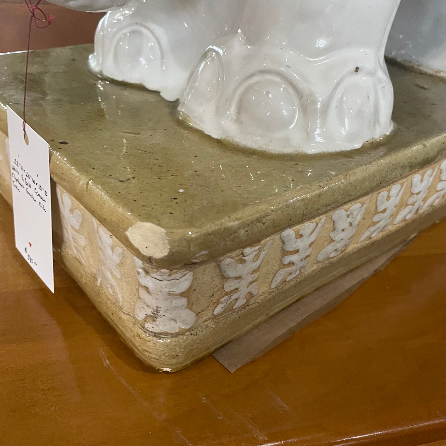 White & Gold Ceramic Elephant Garden Side Table