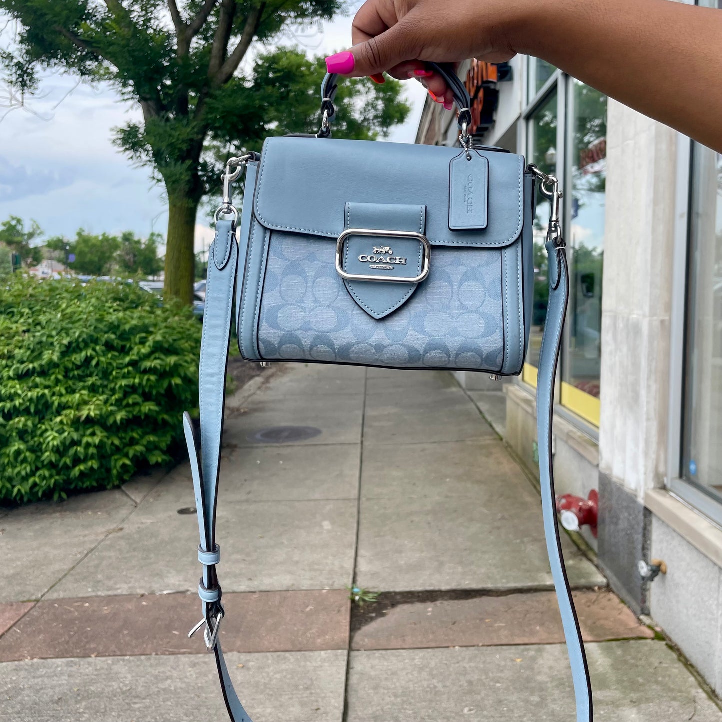 Coach Morgan Top Handle Satchel In Signature Chambray