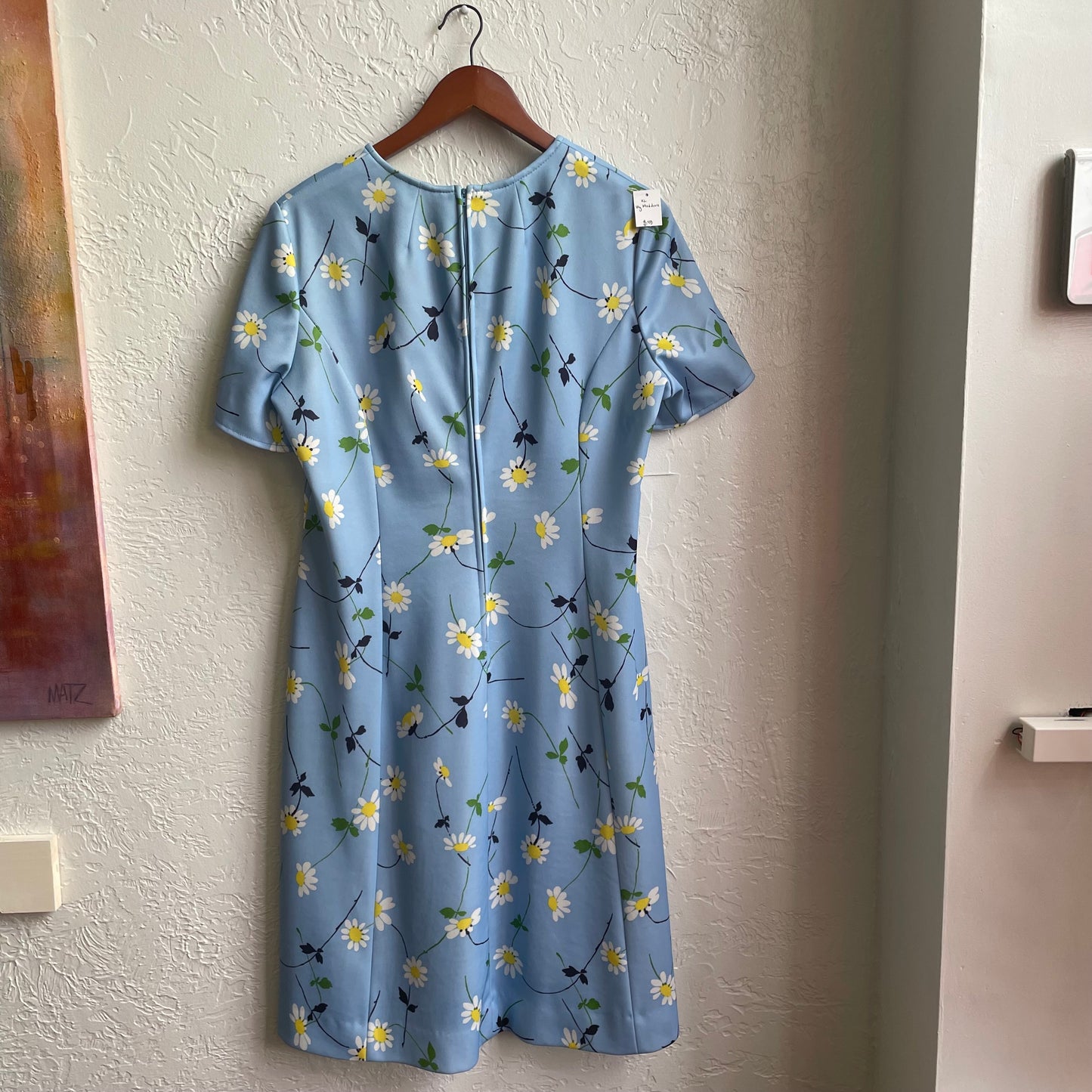 70’s Korelli Sky Blue Floral Dress | Large