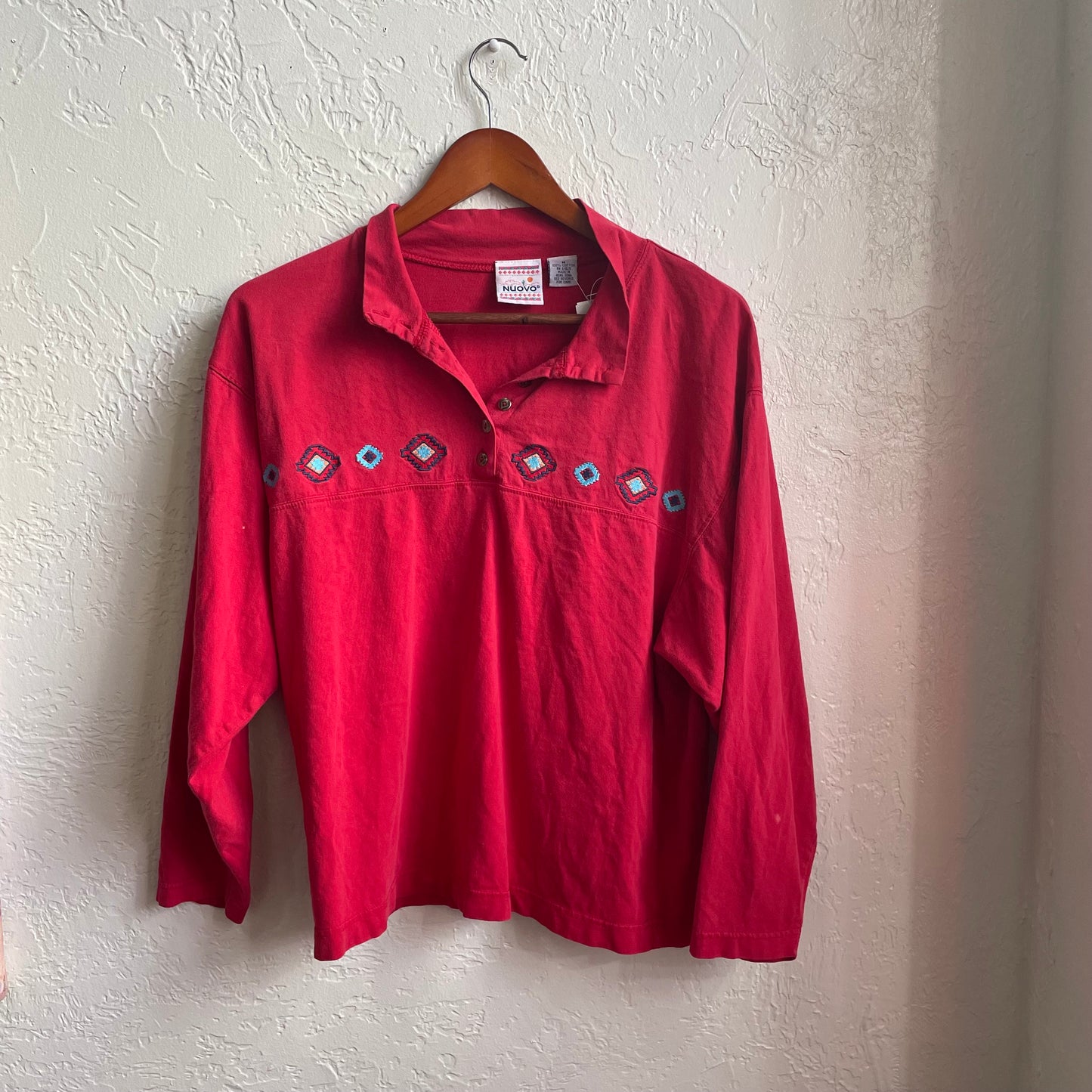 Red Vintage Button Up Sweater | Medium