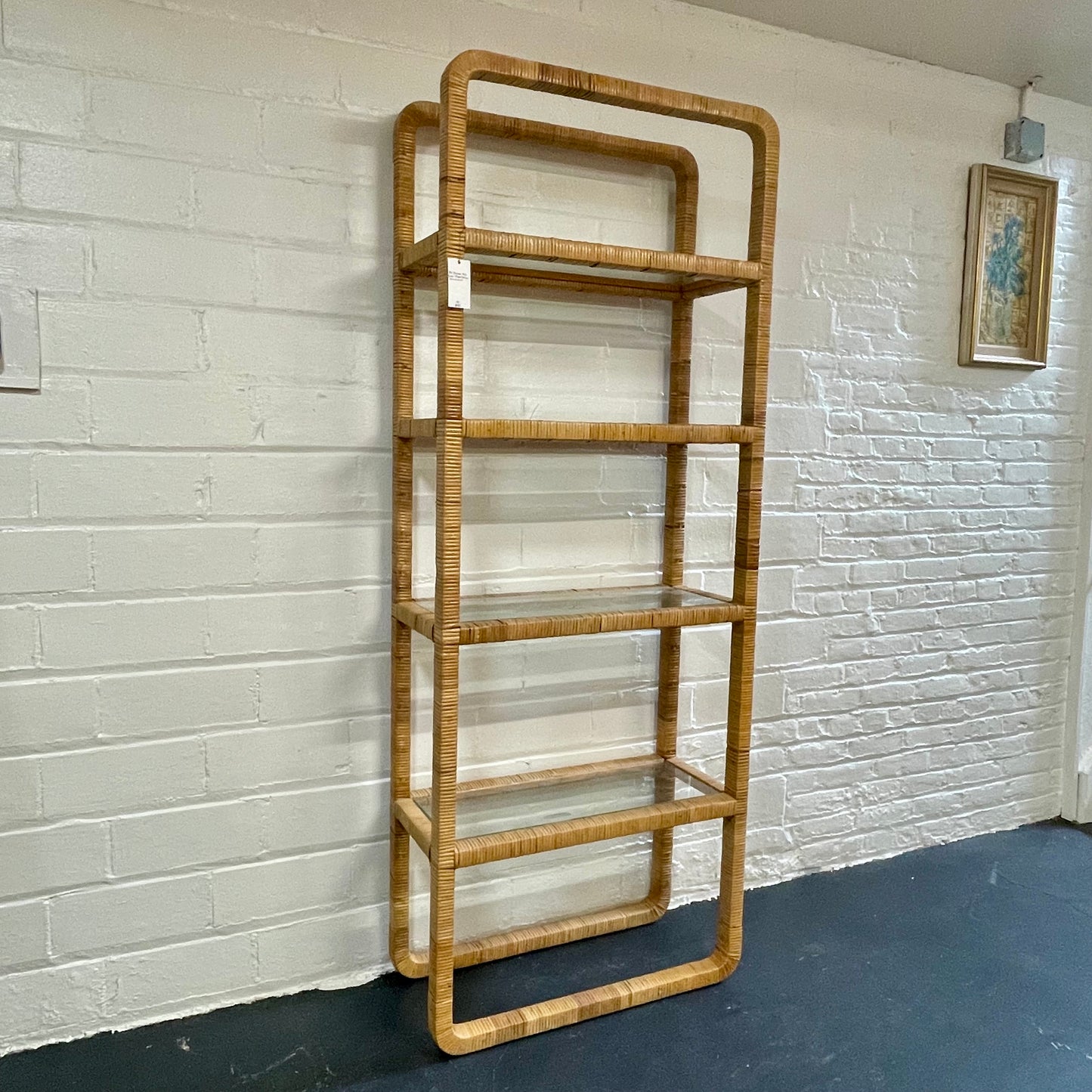 Milo Baughman Rattan Wrapped Bookcase