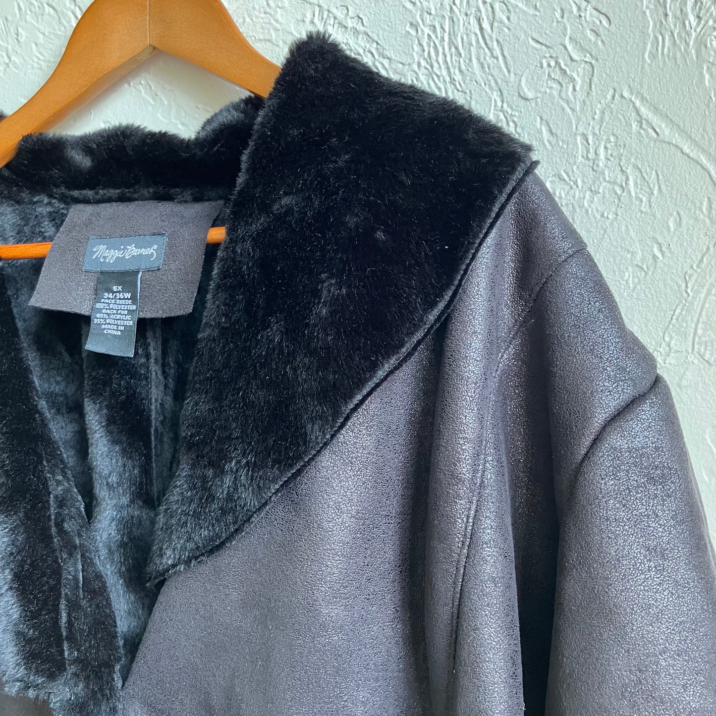 Black Faux Leather Oversize Coat Jacket 5X