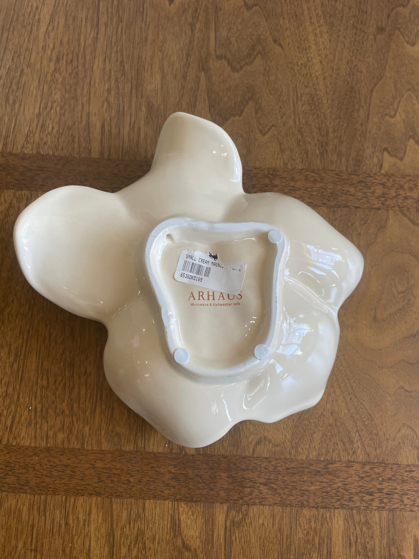 Arhaus Cream Ceramic Magnolia Flower Plate
