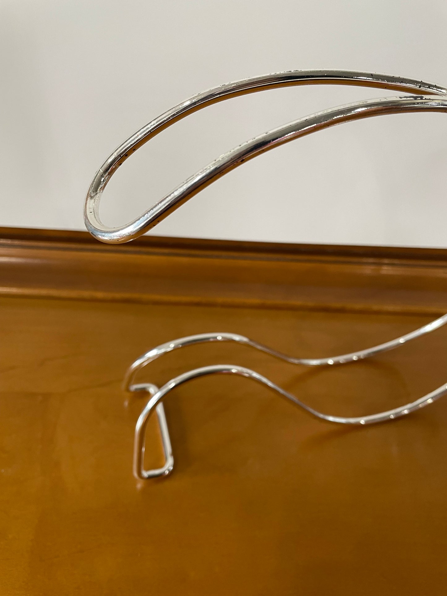 Carl Aubock Style Rattan & Silver Wine Bottle Holder 1950s