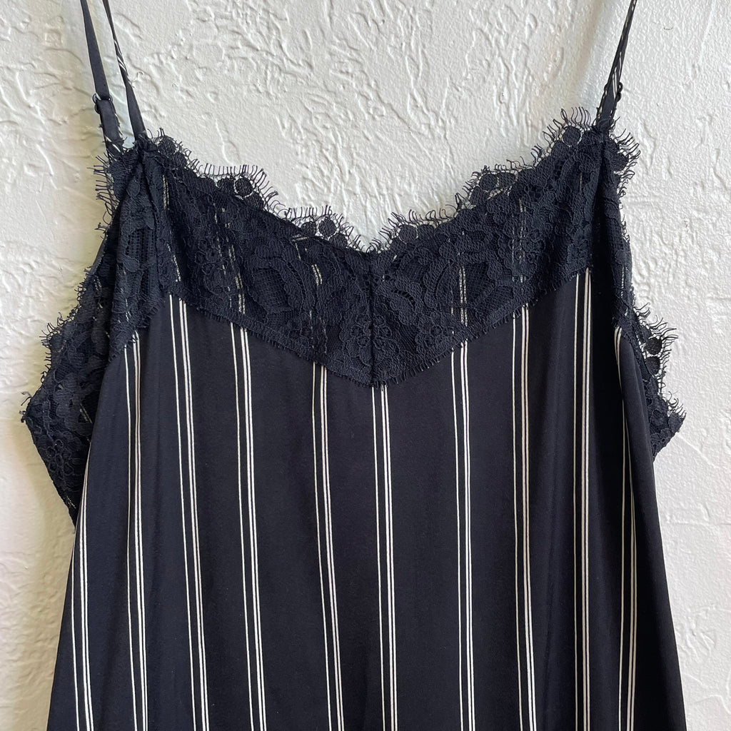 Black Slip Stripes Dress | Medium