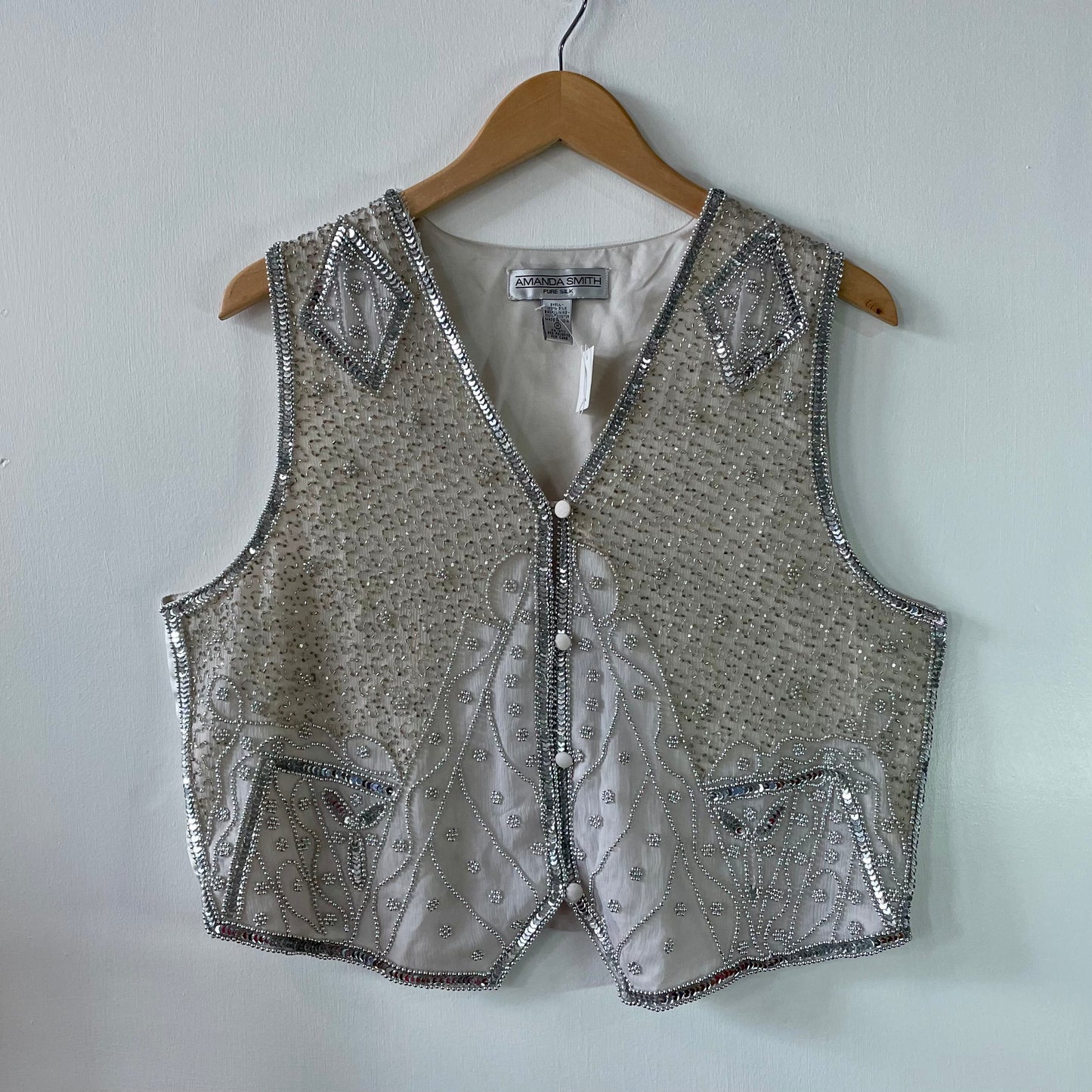 1990’s Silver Silk Sequin Vest