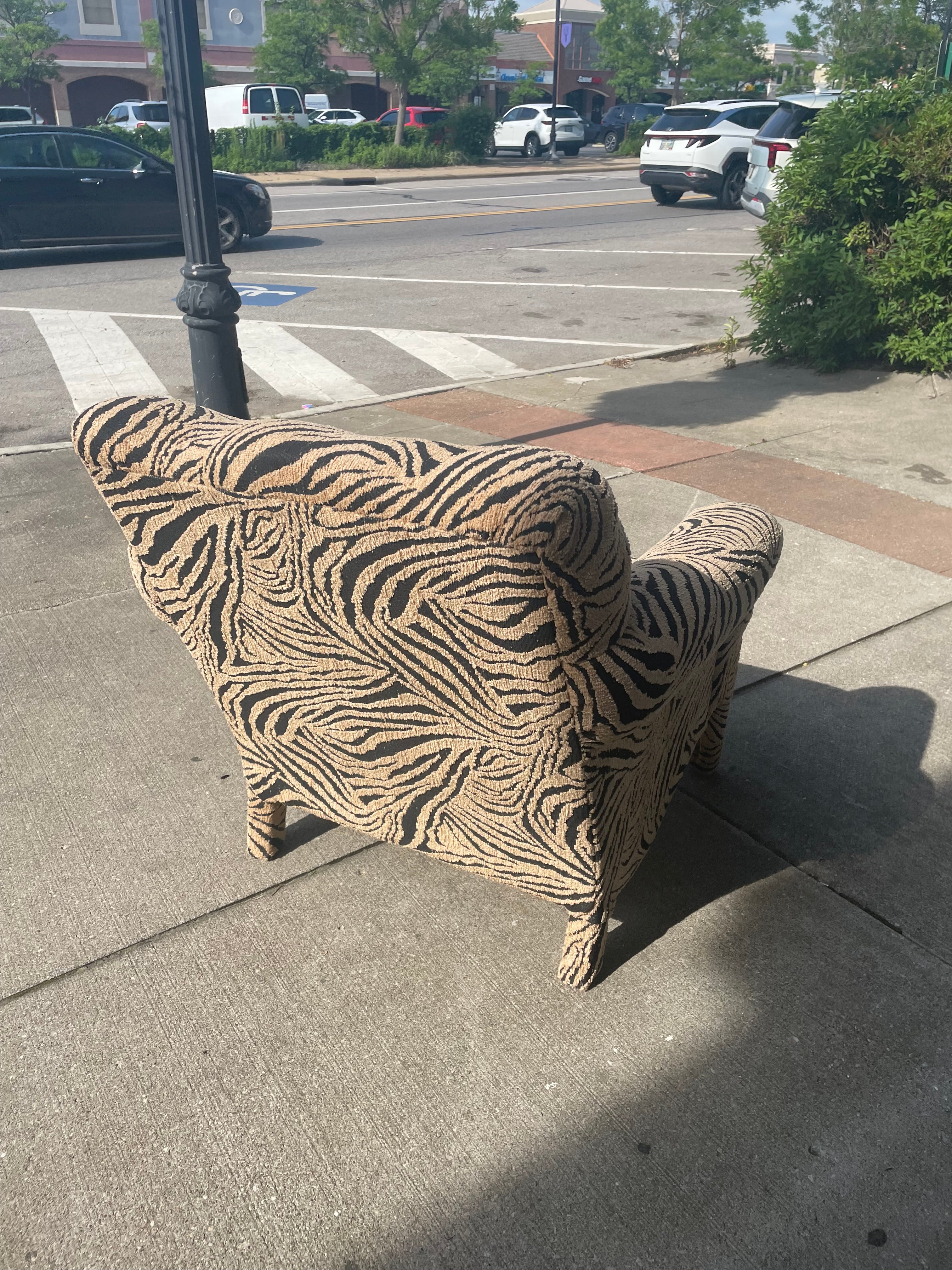 Zebra Print Lounge Chair and Ottoman Set