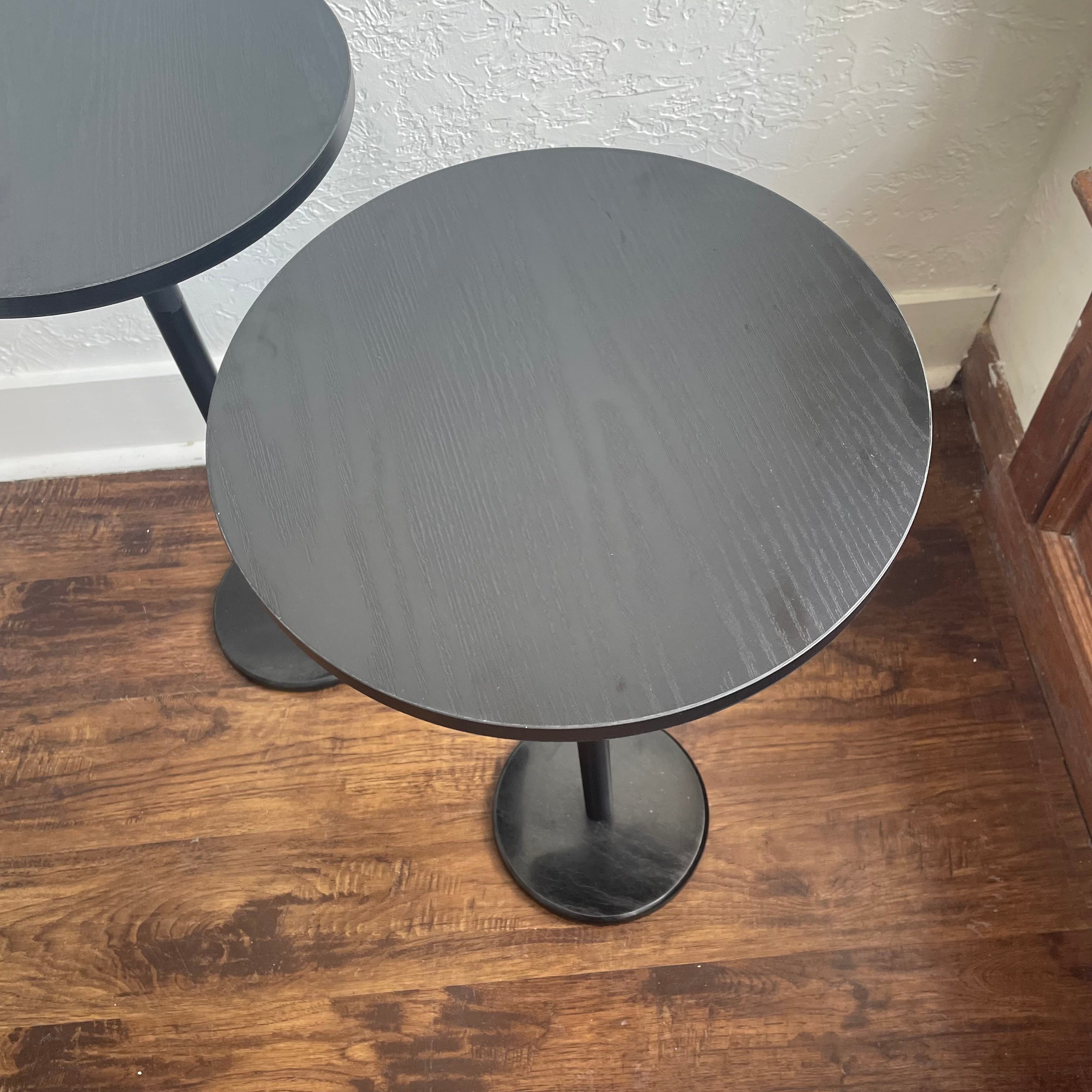 Set of 2 Modern 25" Round Sofa Side Pedestal with Metal Base