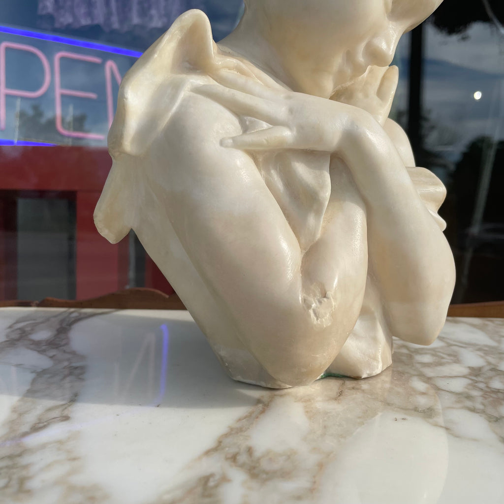Carved Alabaster Bust of a Girl
