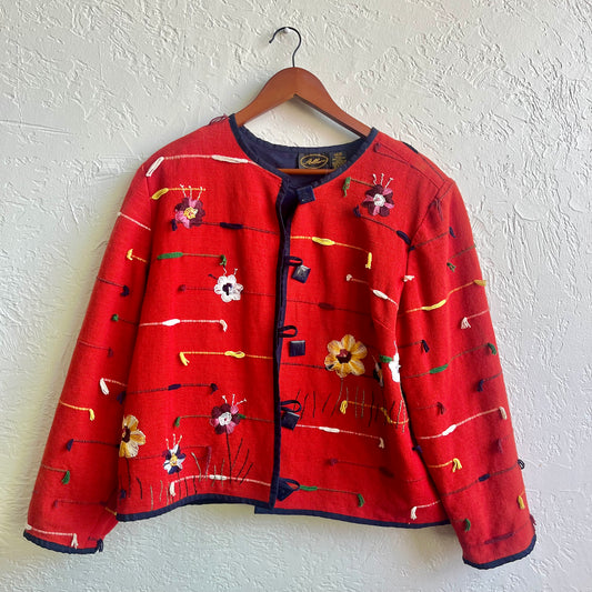 Floral Colorful Button Up Jacket | XL