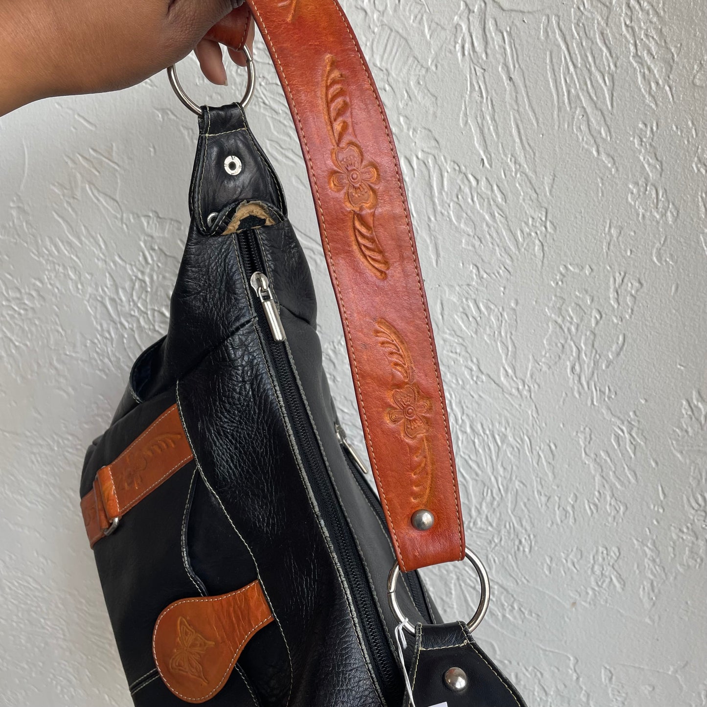 Leather Hand Tooled Y2K Boho Shoulder Bag