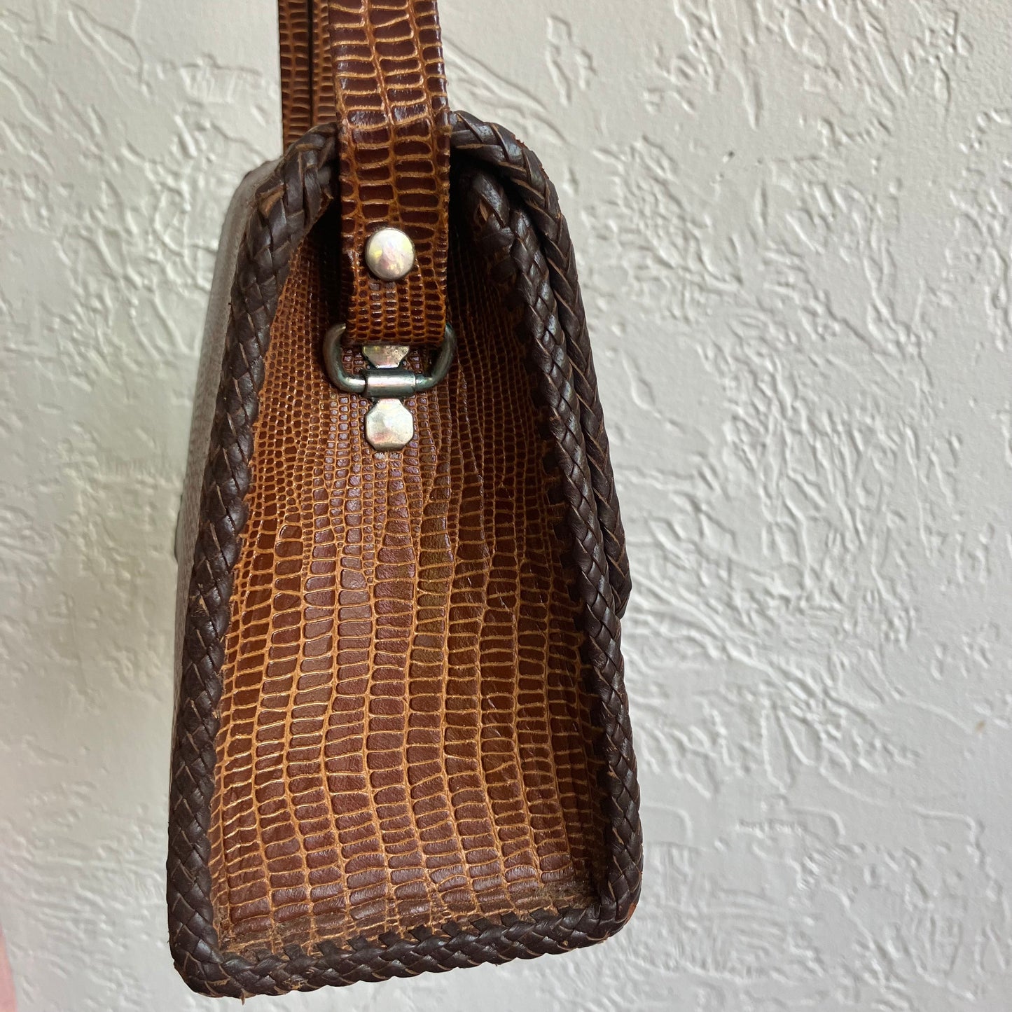 Vintage Alligator Print Shoulder Bag