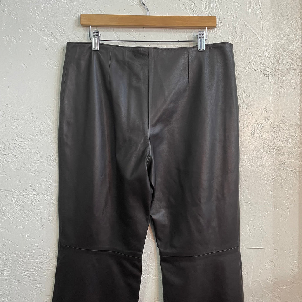 Adrienne Vittadini Deep Brown Leather Pants 2000’s | Size 12