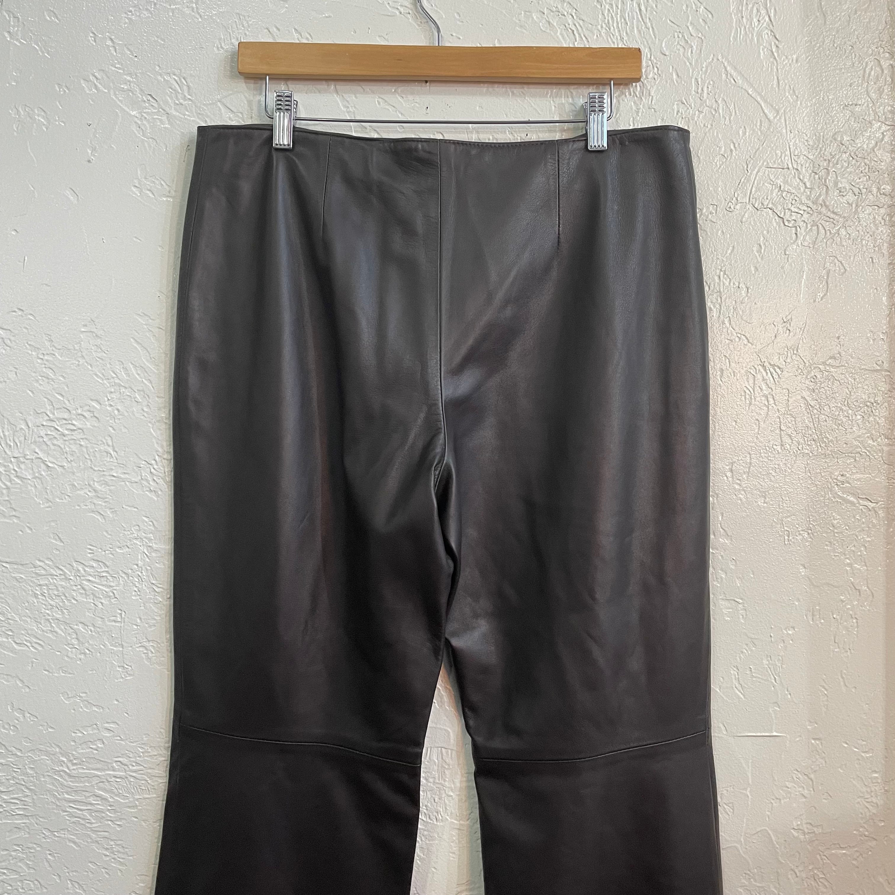Adrienne Vittadini Deep Brown Leather Pants 2000’s | Size 12