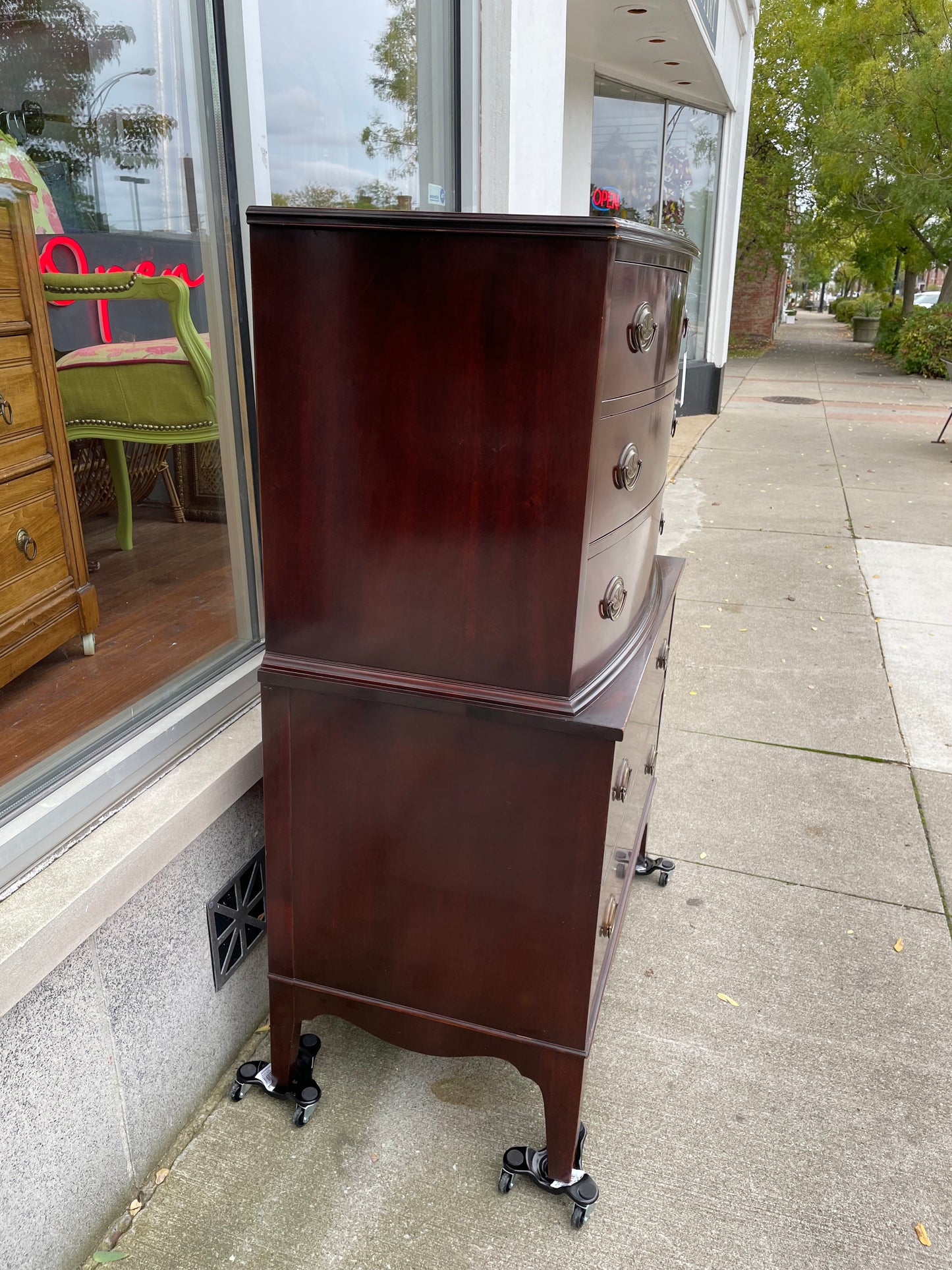 Early 20th Century Mahogany Highboy Dresser by Johnson Grand Rapids