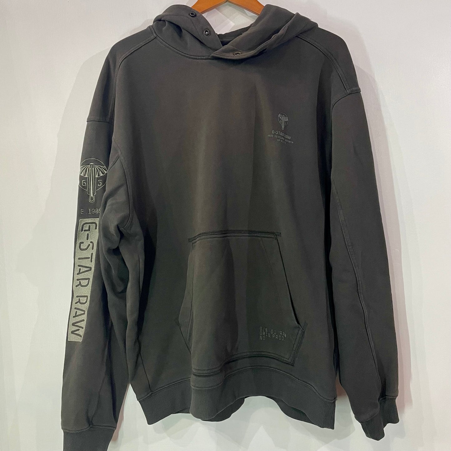 G-Star Raw Sleeve Logo Textured Hoodie XL