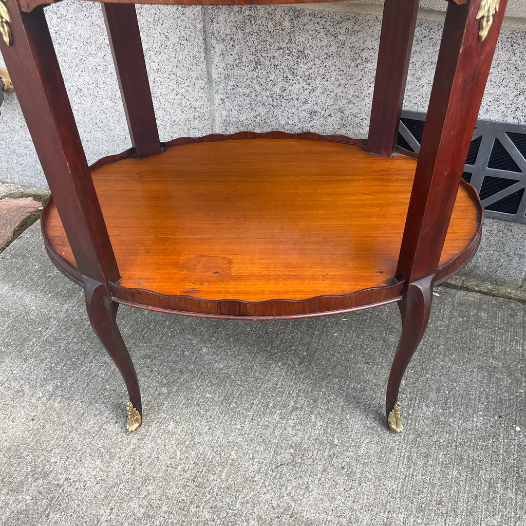 A Pair of Weiman Mahogany French Style Two Tiered End Tables 1940's