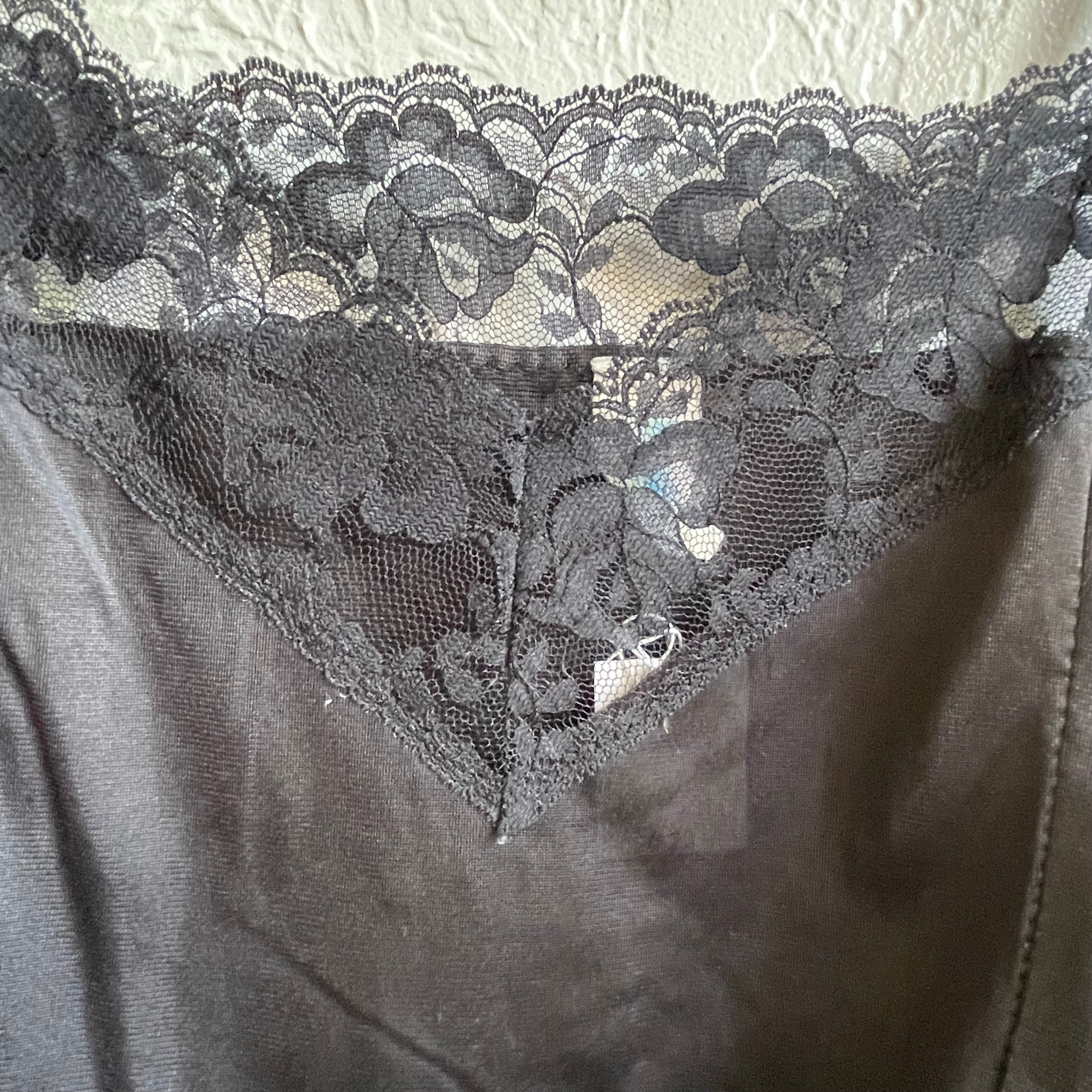 Black Floral Lace Slip Shirt | Small