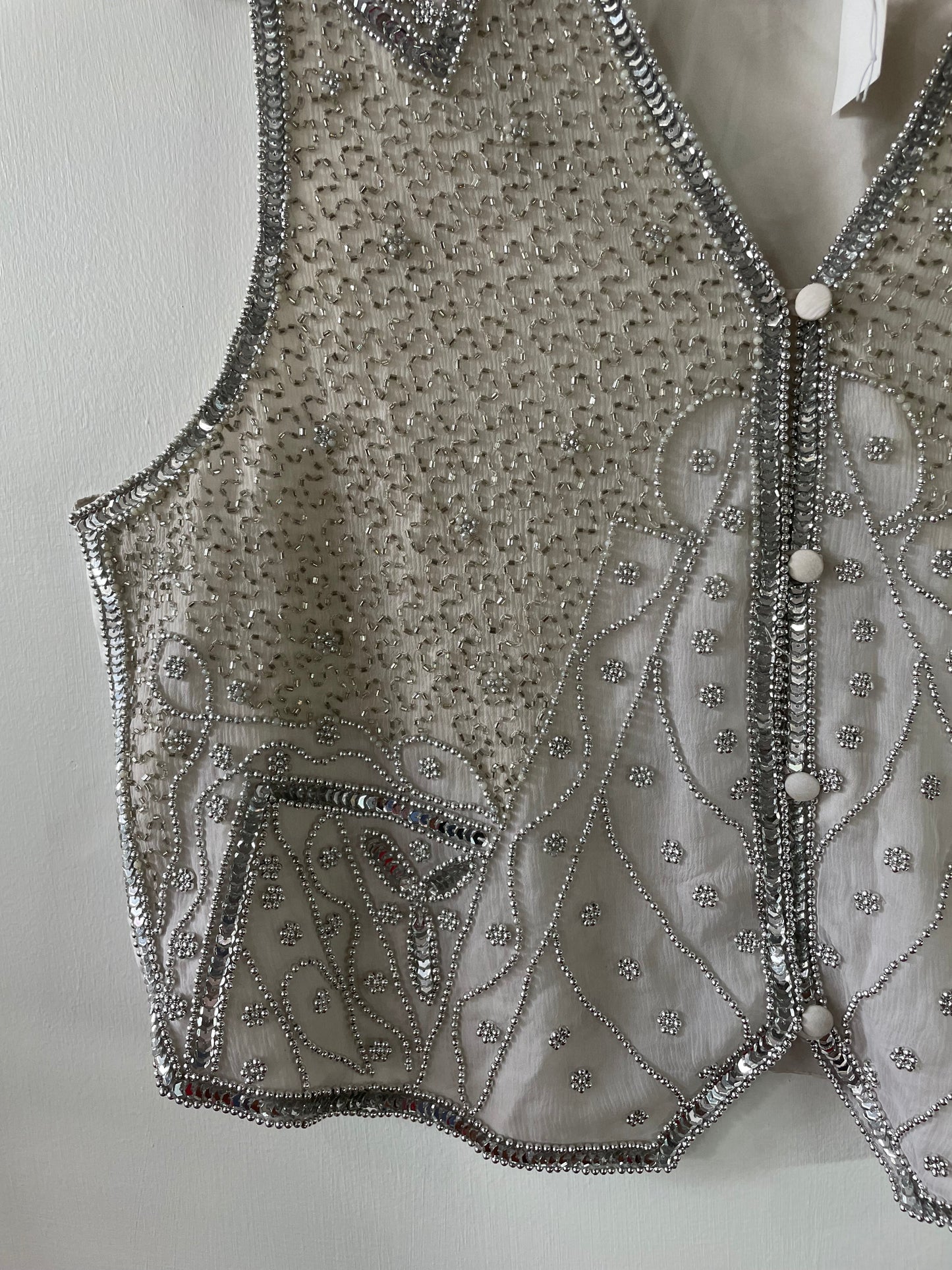 1990’s Silver Silk Sequin Vest