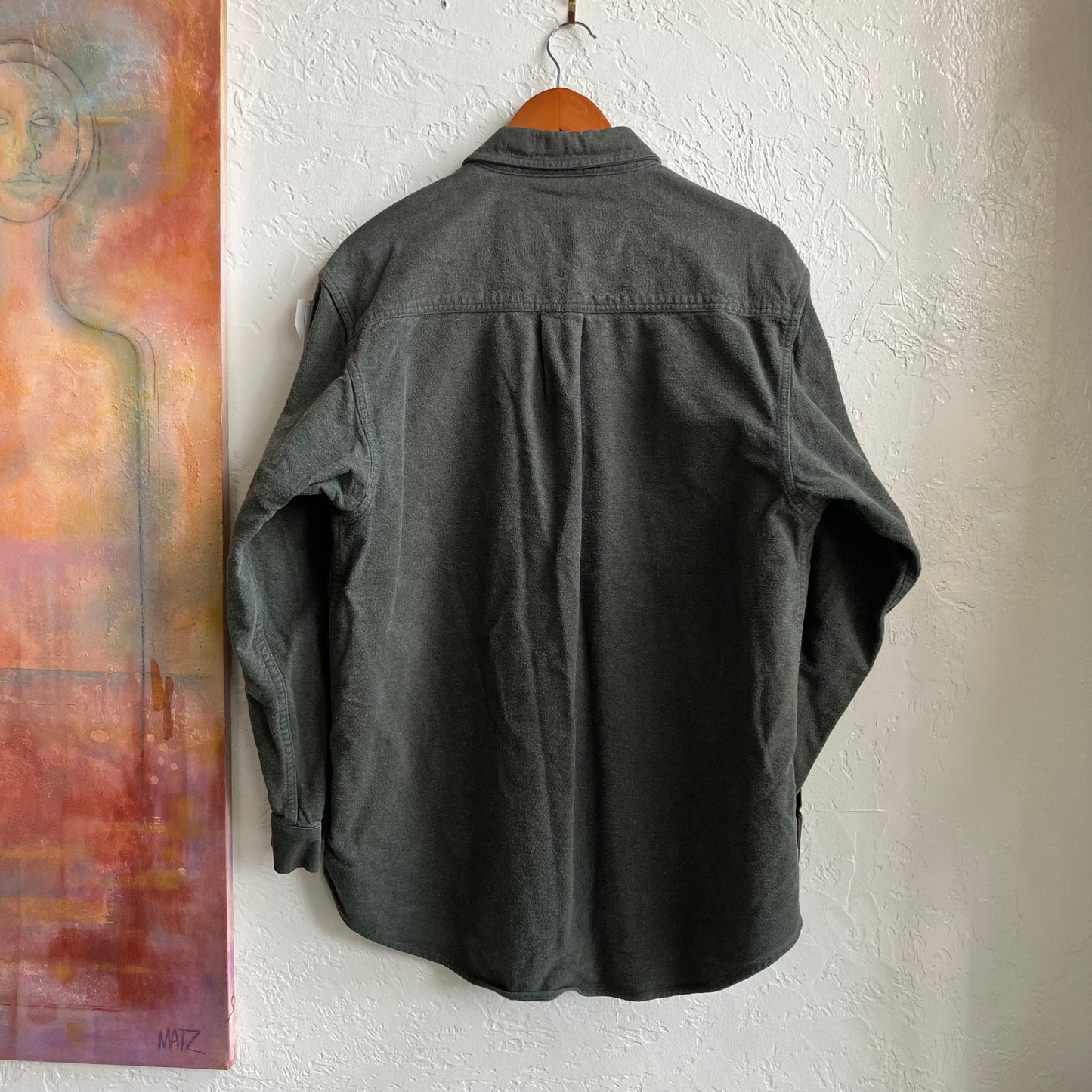 Green Flannel Button Up Shirt Medium