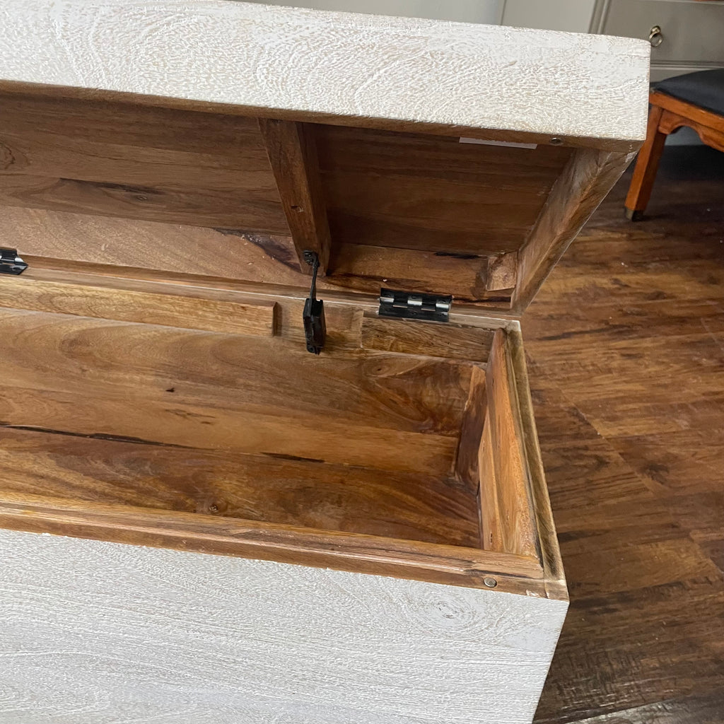 Modern 46" Solid Wood Bed End Chest on Metal Stand