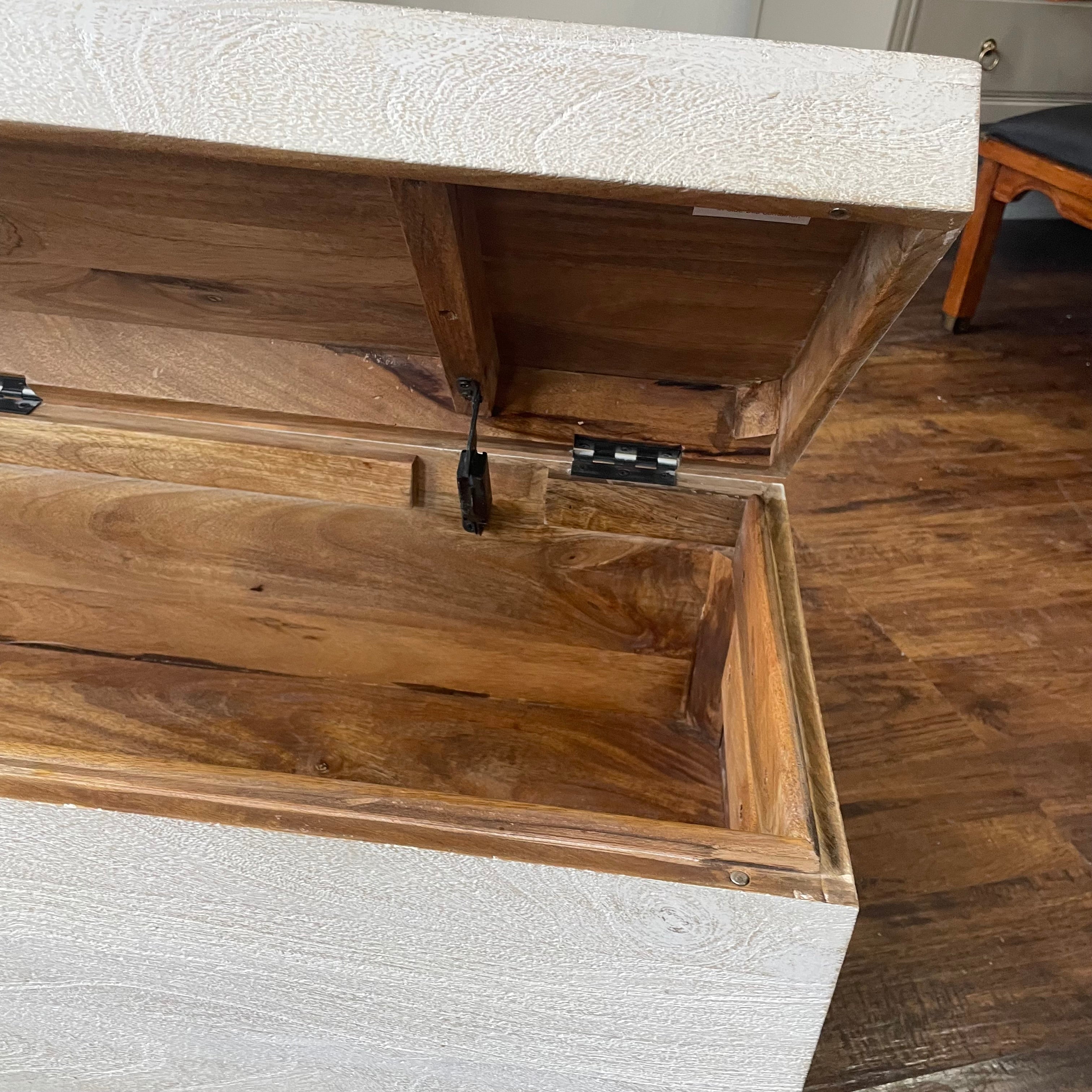 Modern 46" Solid Wood Bed End Chest on Metal Stand