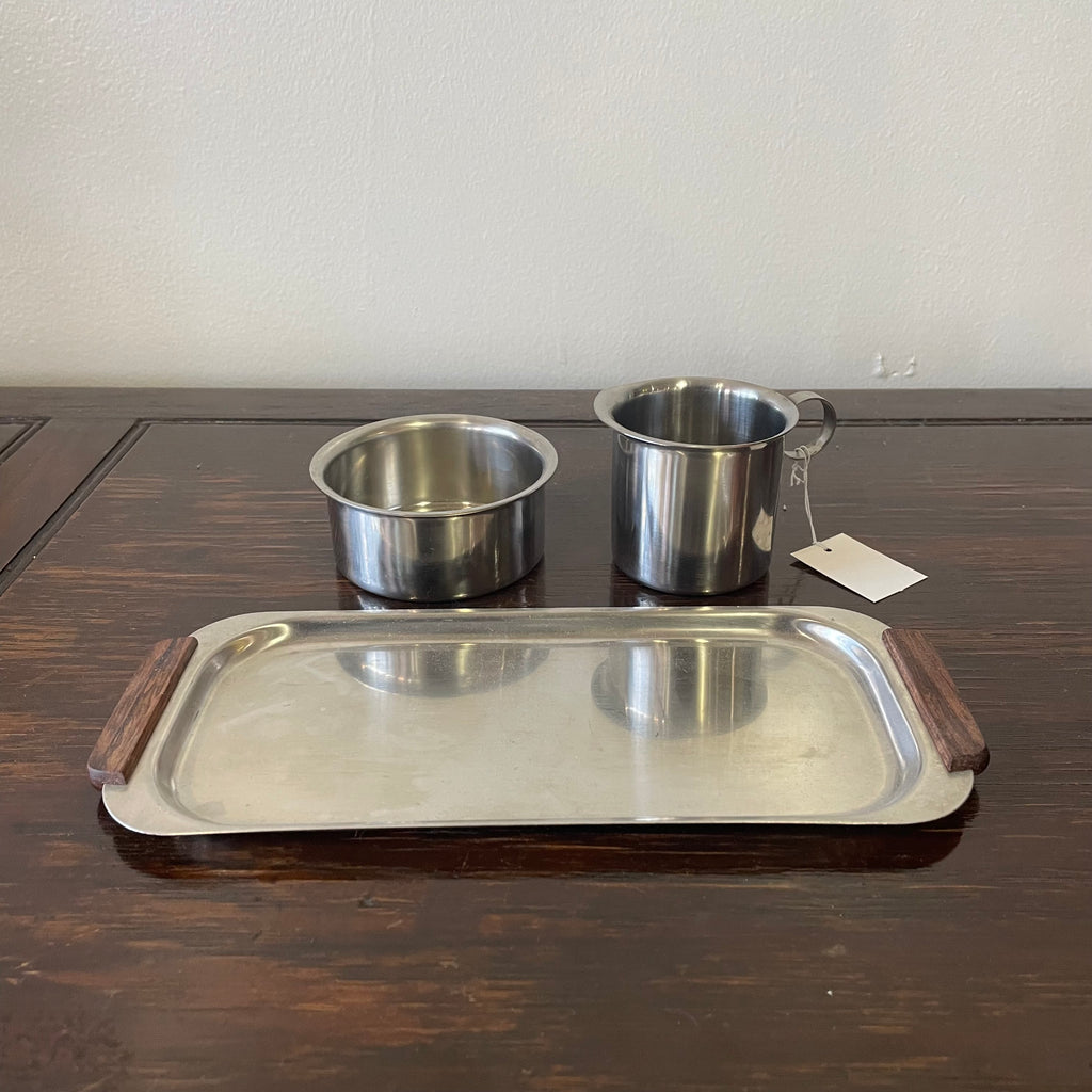 Stelton Denmark Stainless Steel Sugar & Tray Set Mid-Century