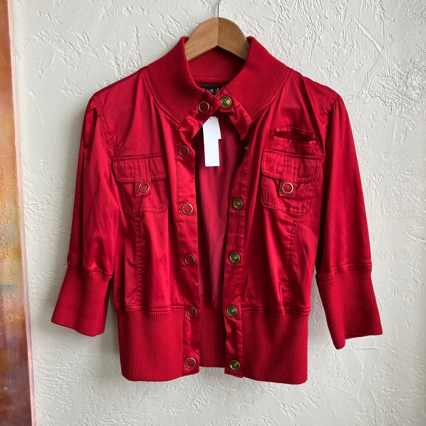Y2K Apple Red Button Up Jacket Top | Large