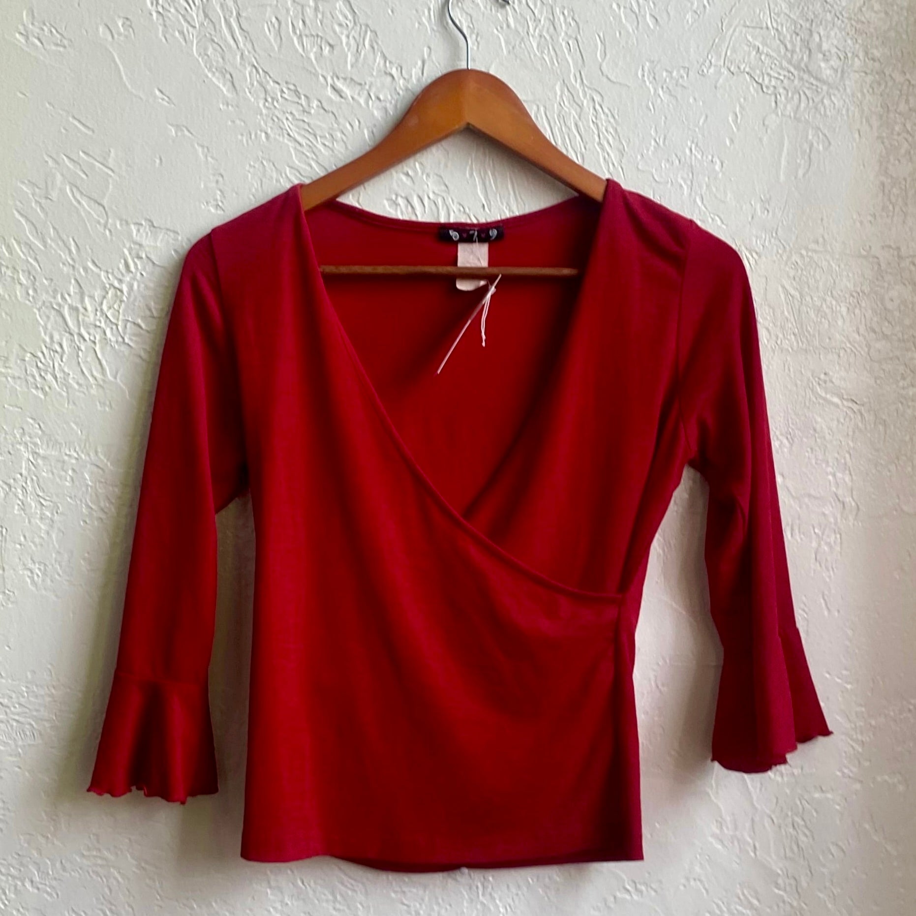 Vintage 90’s Red Slit V Neck Top | Medium