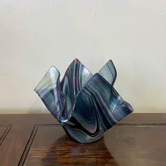 Iridescent Hand Blown Handkerchief Vase