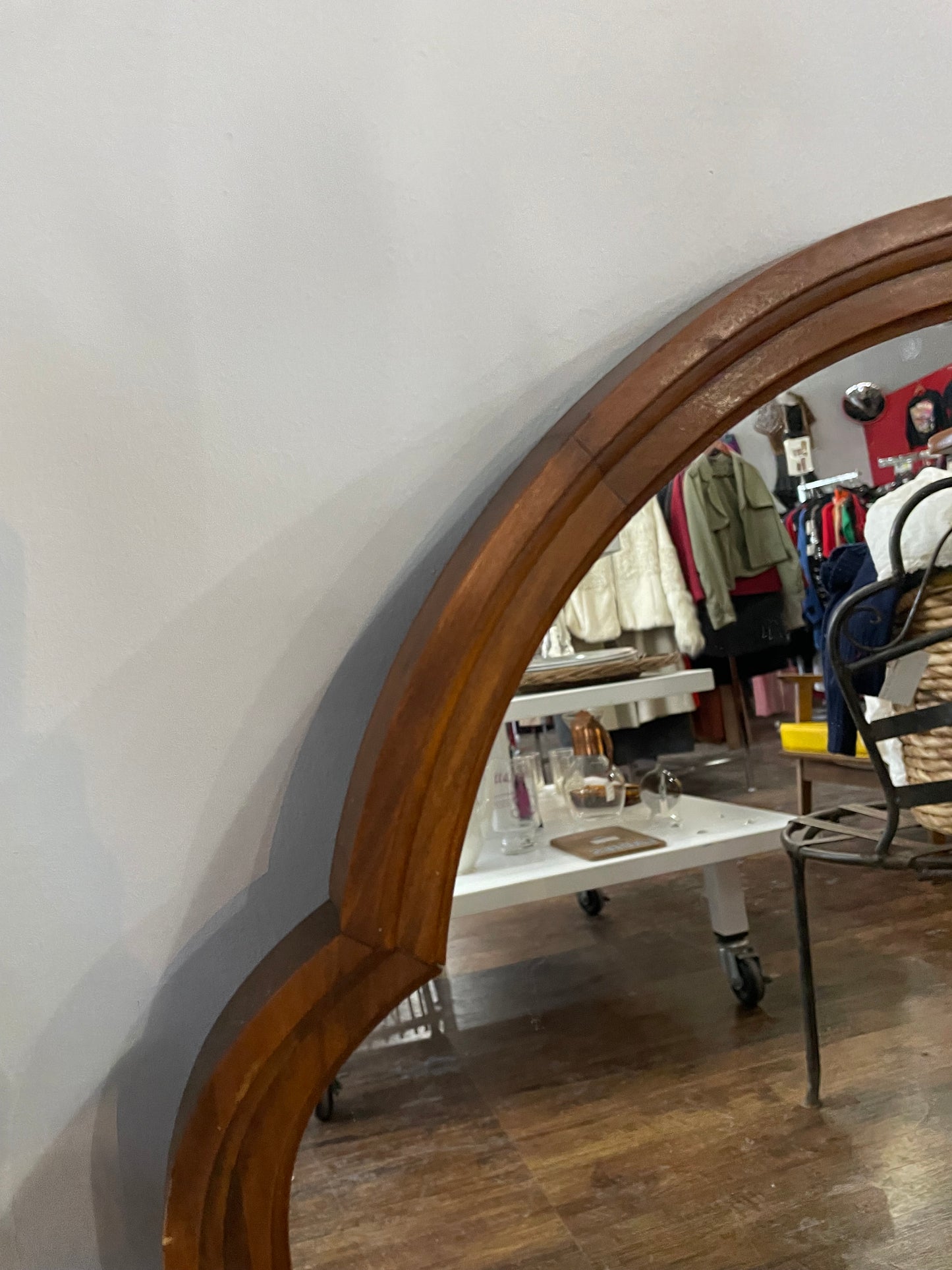 Antique Warm Oak Arch Mirror 26 x 32