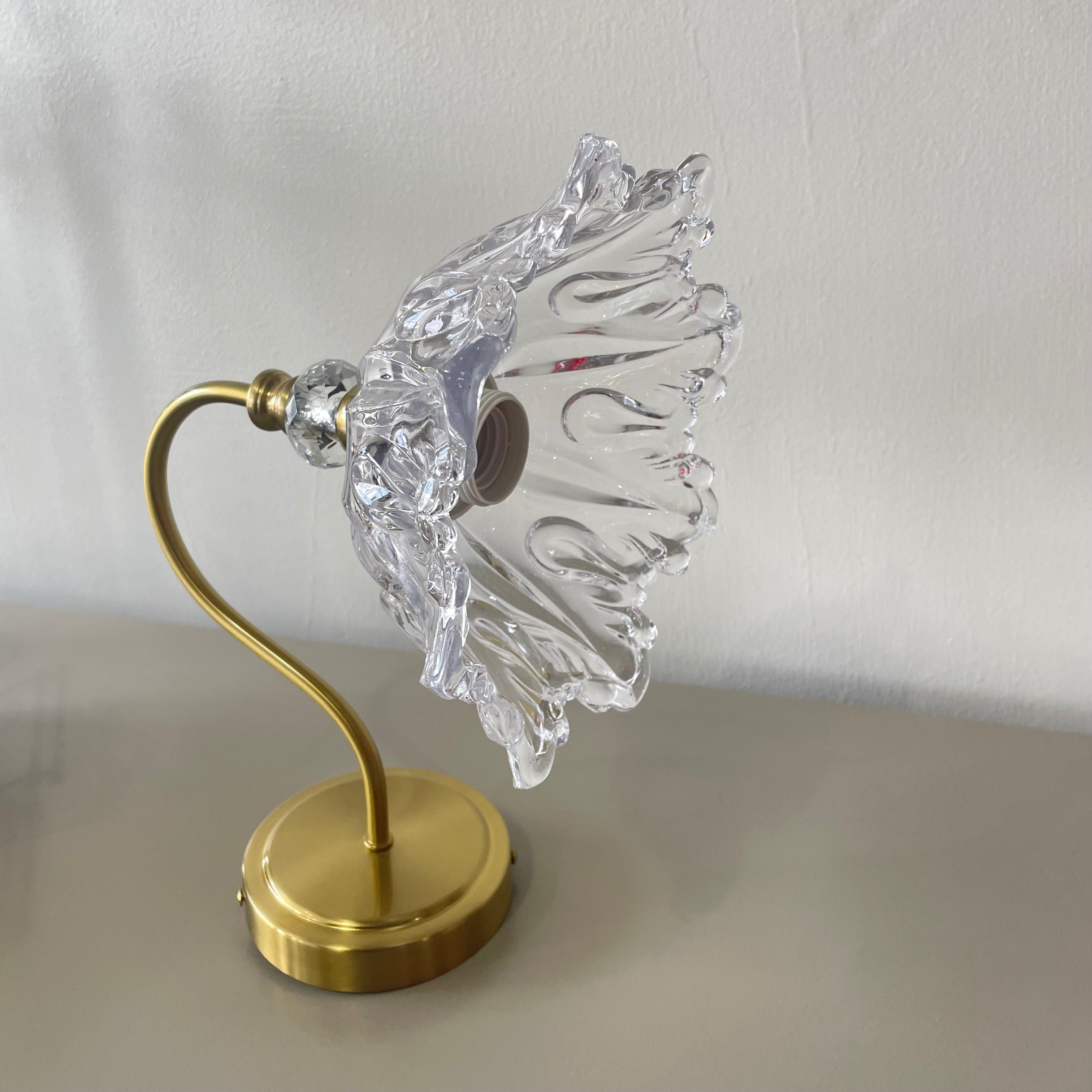 Glass Flower Brush Brass Wall Sconce