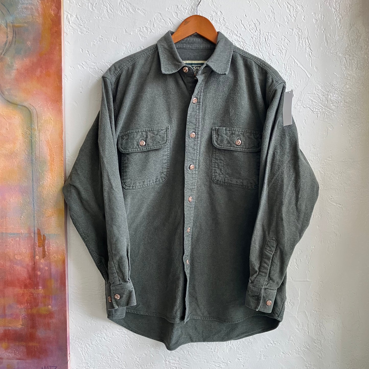 Green Flannel Button Up Shirt Medium