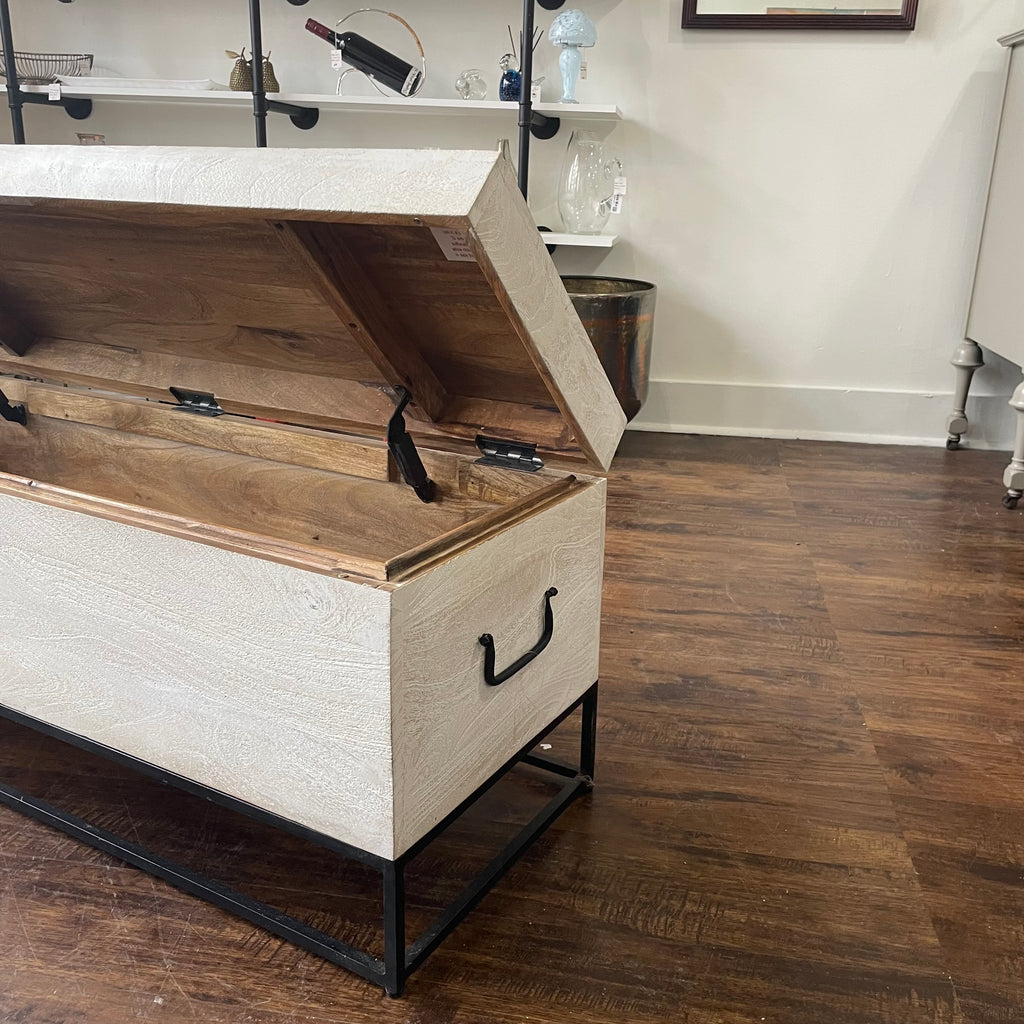 Modern 46" Solid Wood Bed End Chest on Metal Stand