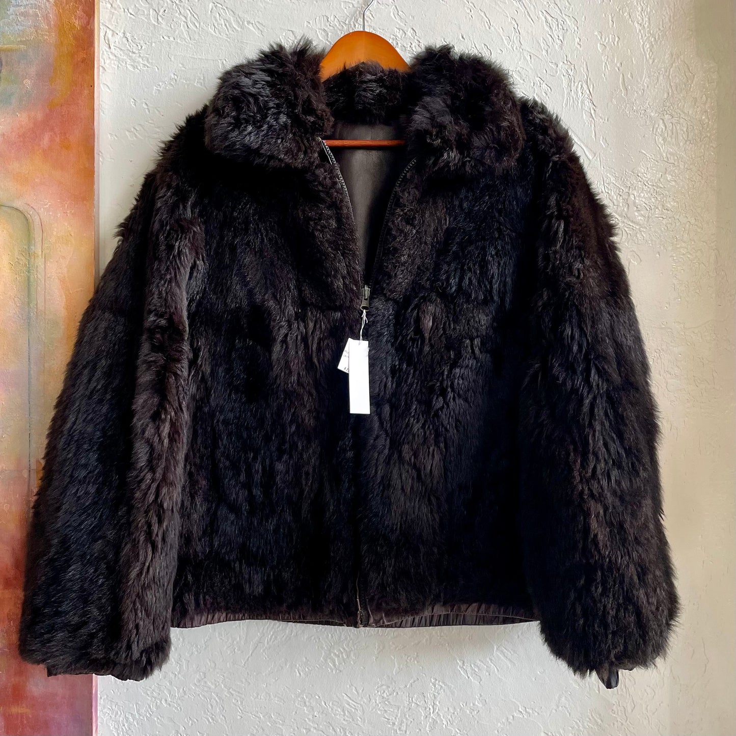 Rabbit and Leather Reversible Bomber Jacket Men’s | XL