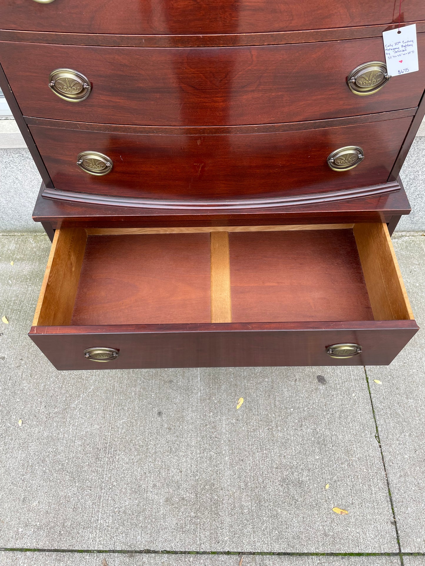 Early 20th Century Mahogany Highboy Dresser by Johnson Grand Rapids