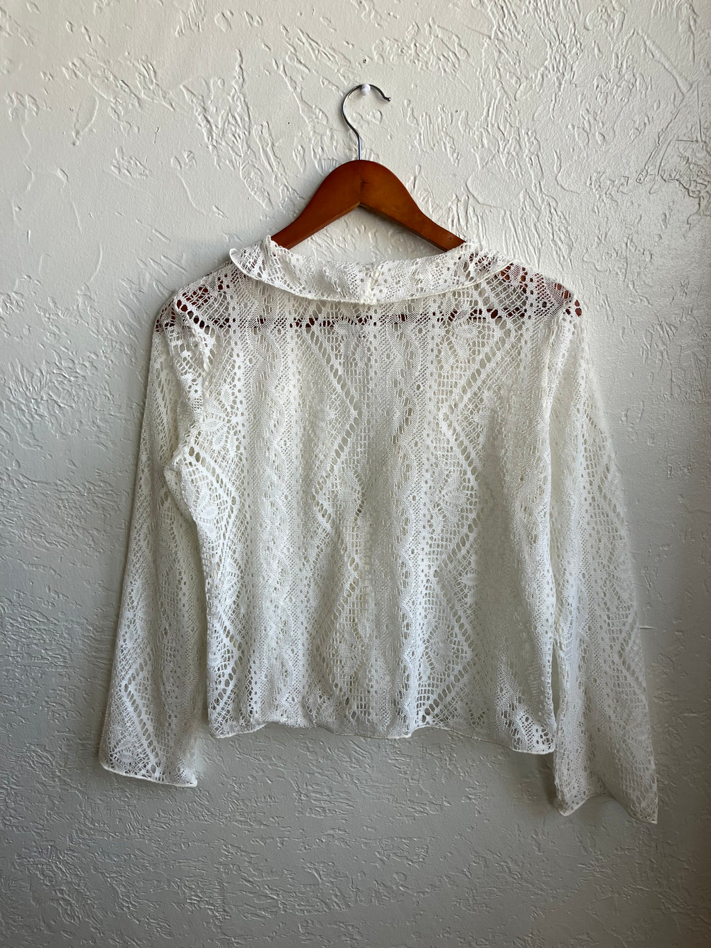 White Floral Lace Blouse Medium