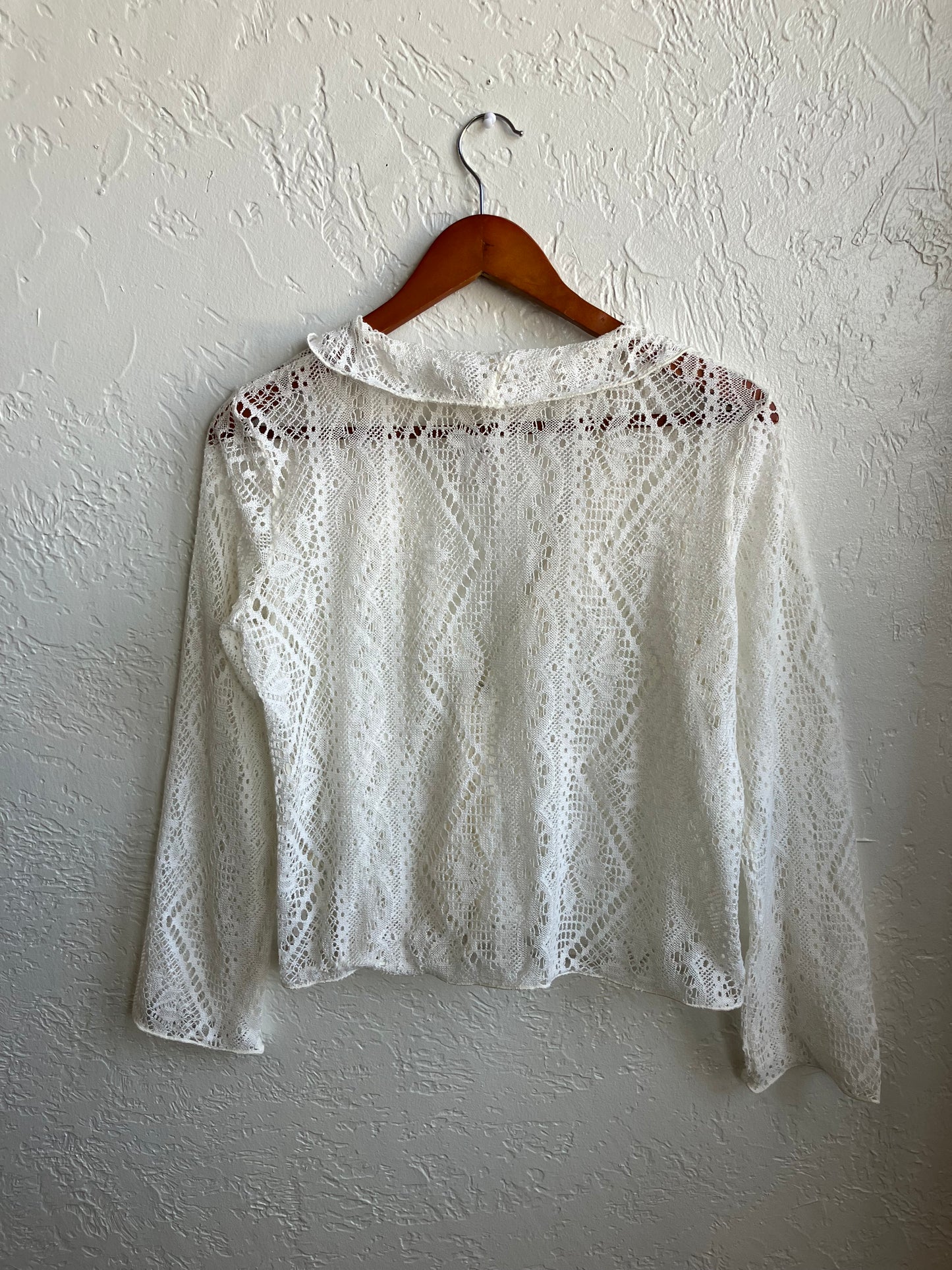 White Floral Lace Blouse Medium