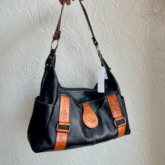 Leather Hand Tooled Y2K Boho Shoulder Bag