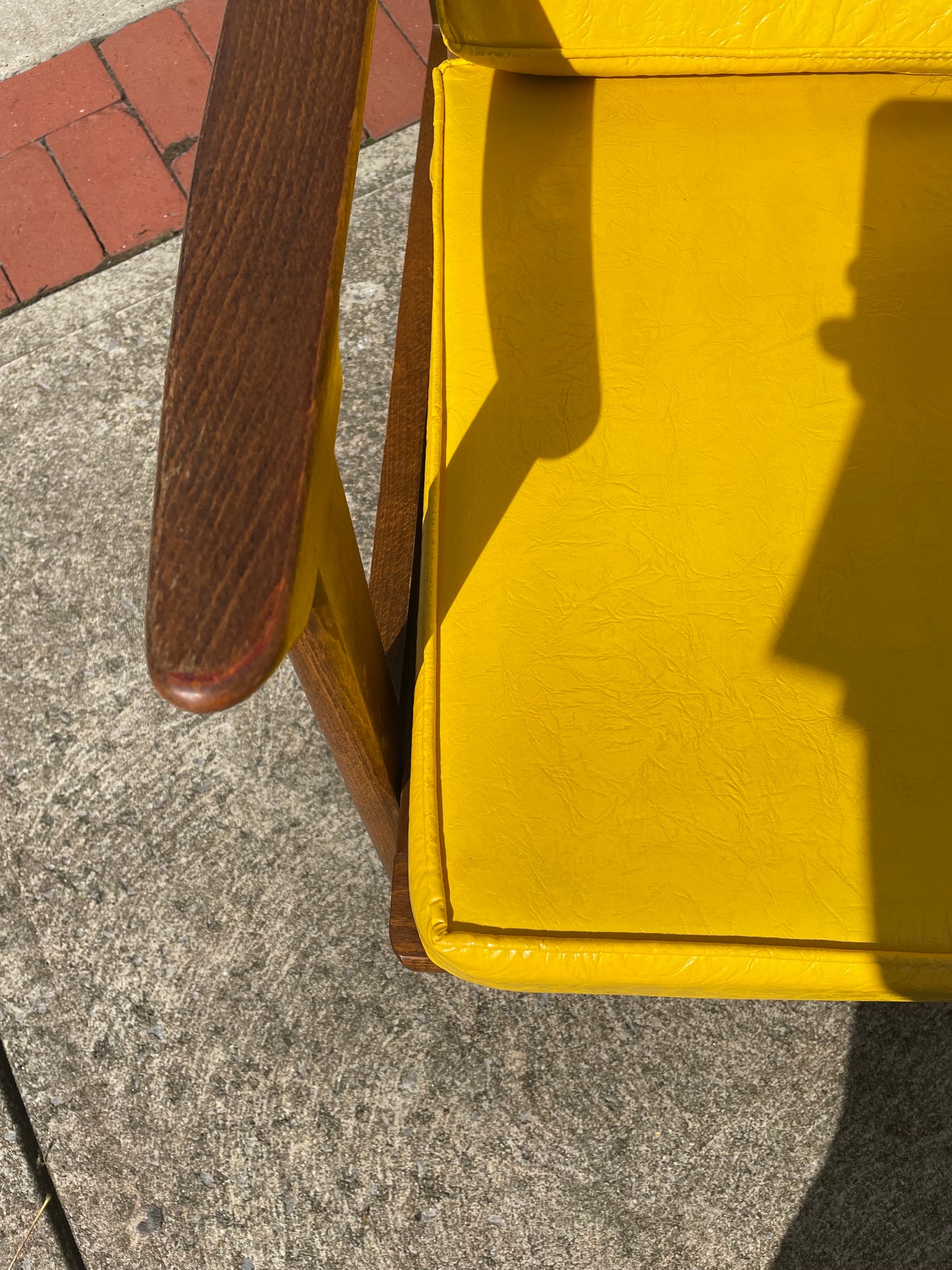 Mid-Century Yellow Vinyl Cushion Lounge Chair