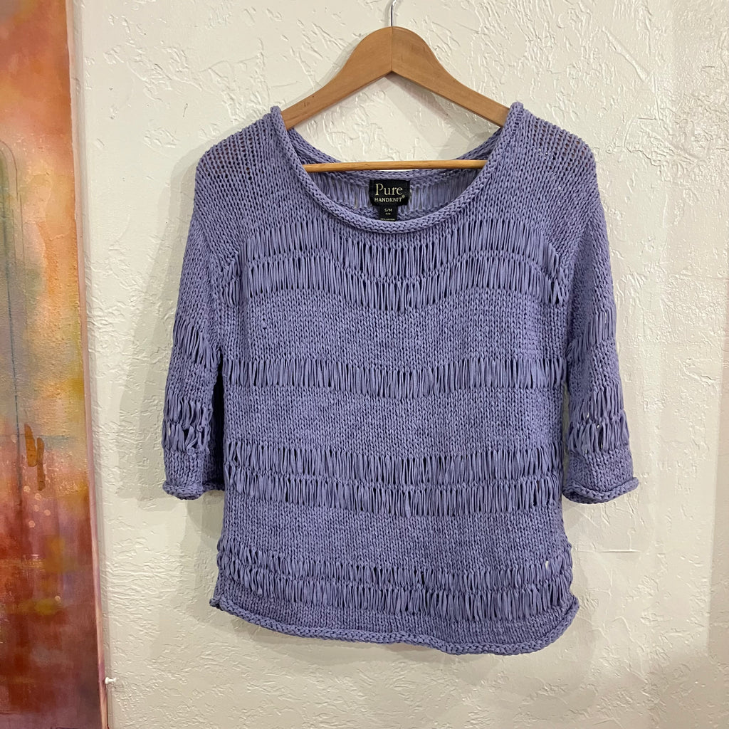 Vintage Lavender Purple Hand Knit Top | Small Medium