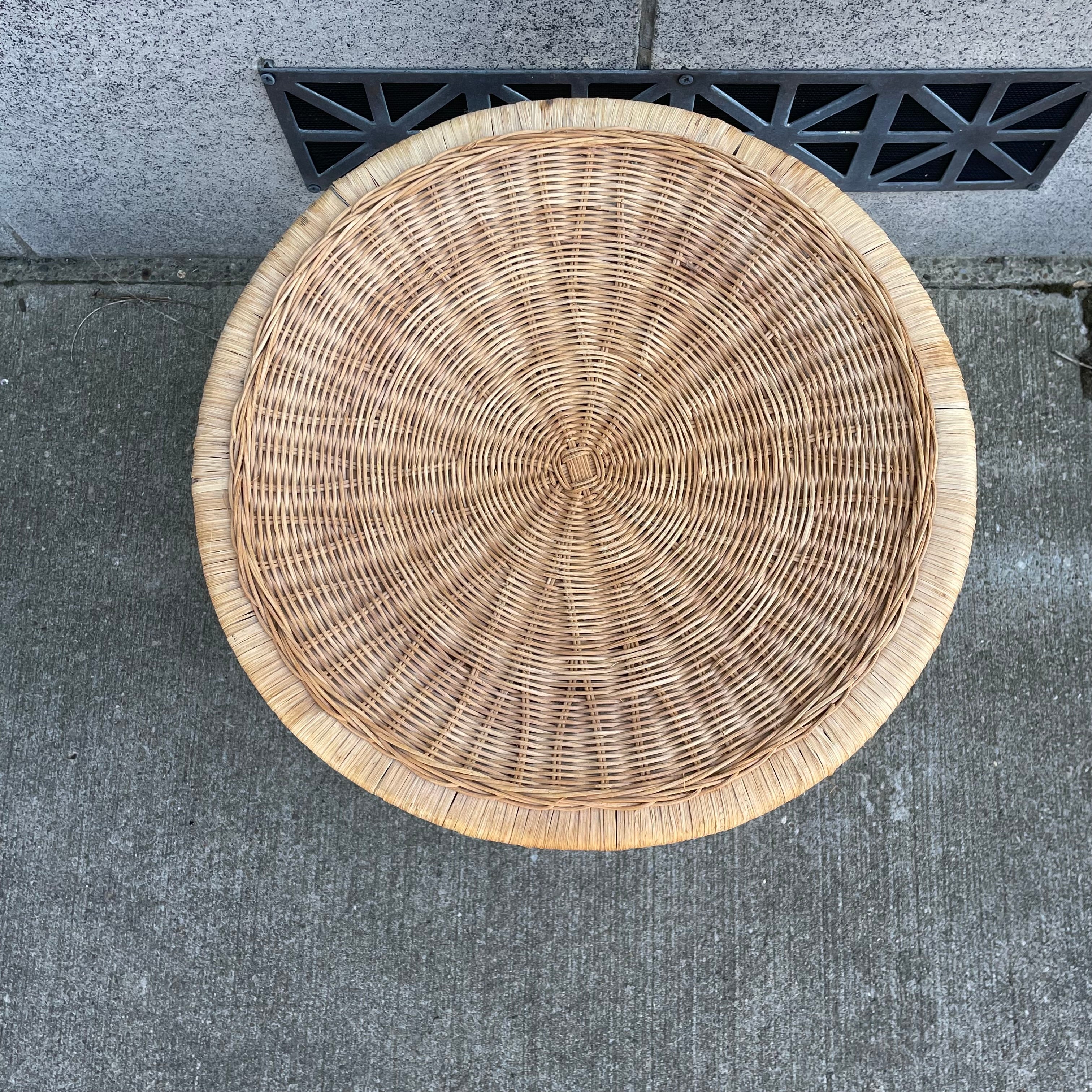 Round Rattan Wicker Plant Stand