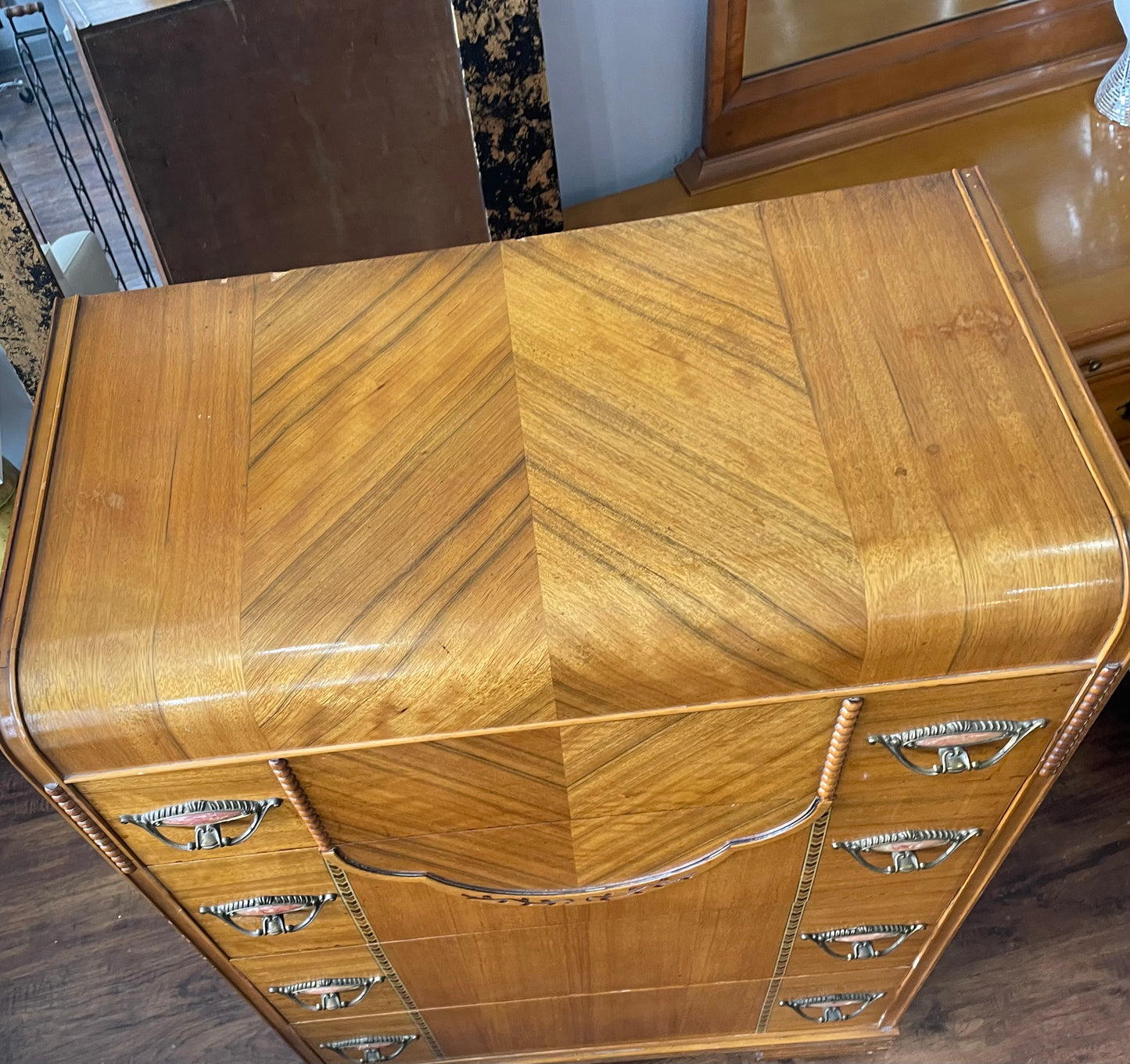 Art Deco Waterfall Dresser 1930’s on Wheels